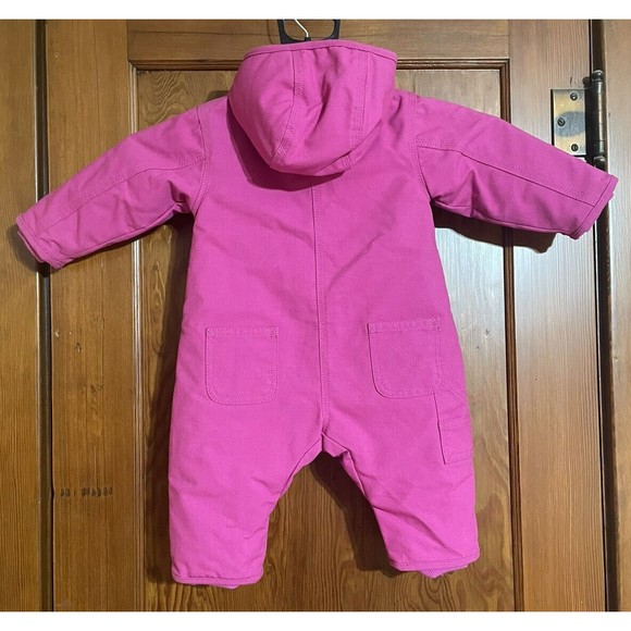Carhartt Infant Sz 6 Hot Pink Bunting Snowsuit Insulated Quilt-Lined EXCELLENT - Picture 2 of 11